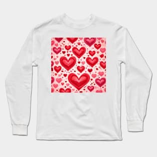 Red hearts pattern,red hearts pattern gift ideas,red hearts pattern gift for her tote bag kids tee and more Long Sleeve T-Shirt